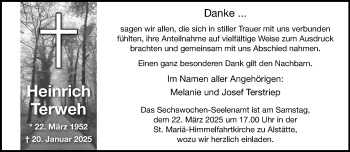 Anzeige von Heinrich Terweh 