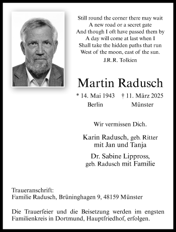 Anzeige von Martin Radusch 