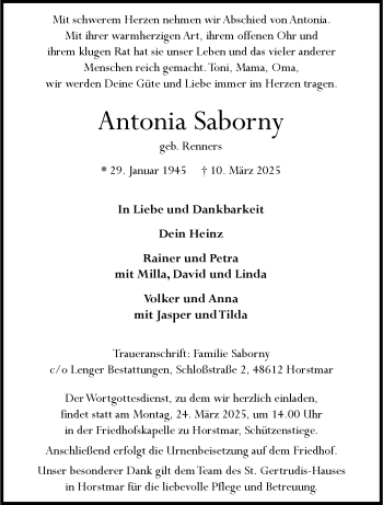 Anzeige von Antonia Saborny 
