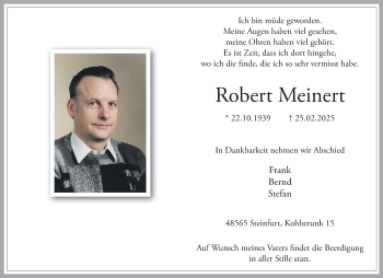 Anzeige von Robert Meinert 