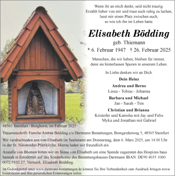 Anzeige von Elisabeth Bödding 