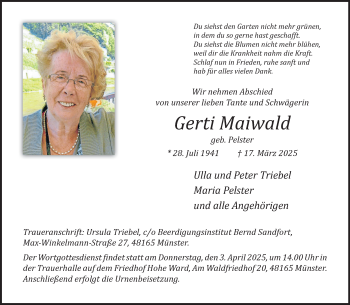 Anzeige von Gerti Maiwald 
