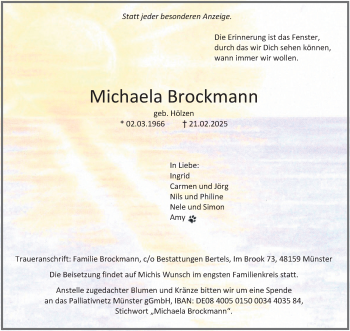 Anzeige von Michaela Brockmann 