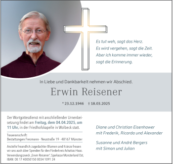 Anzeige von Erwin Reisener 