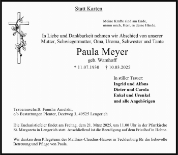 Anzeige von Paula Meyer 