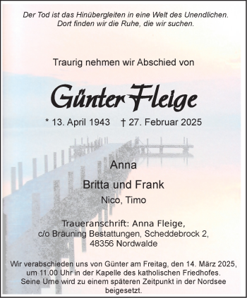 Anzeige von Günter Günter Fleige 