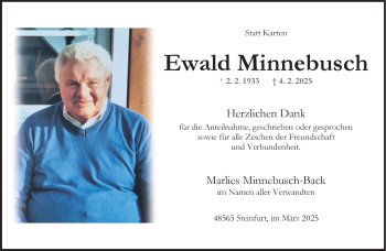 Anzeige von Ewald Minnebusch 