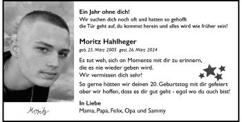 Anzeige von Moritz Hahlheger 