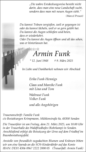 Anzeige von Armin Funk 