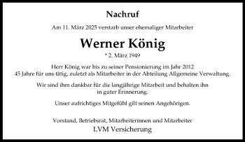 Anzeige von Werner König 