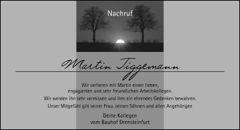 Anzeige von Martin Tiggemann 