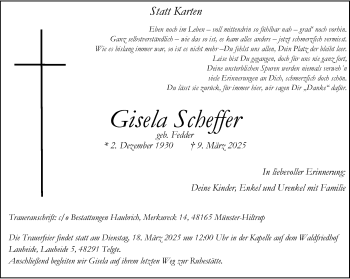 Anzeige von Gisela Scheffer 