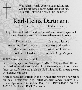 Anzeige von Karl-Heinz Dartmann 