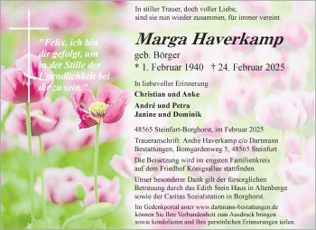 Anzeige von Marga Haverkamp 