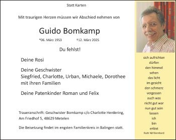 Anzeige von Guido Bomkamp 
