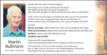 Anzeige von Martin Bumann 