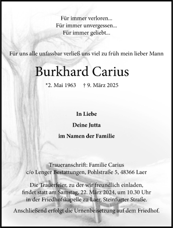 Anzeige von Burkhard Carius 
