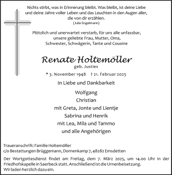 Anzeige von Renate Holtemöller 