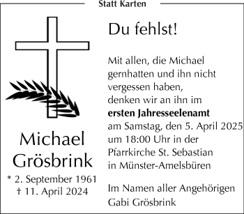 Anzeige von Michael Grösbrink 