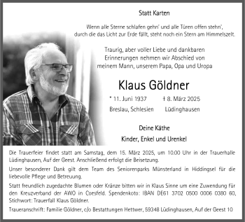 Anzeige von Klaus Göldner 