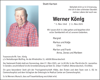 Anzeige von Werner König 