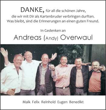 Anzeige von Andreas Overwaul 