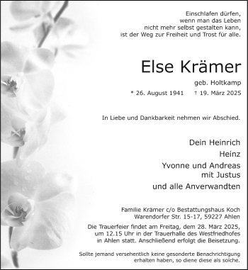 Anzeige von Else Krämer 