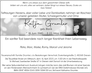 Anzeige von Katja Grumber 