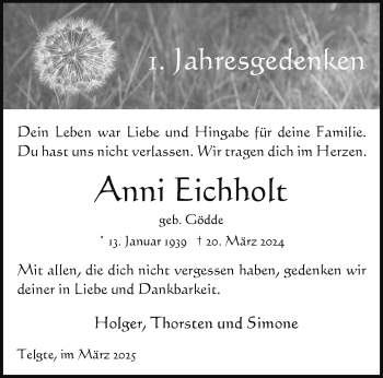 Anzeige von Anni Eichholt 