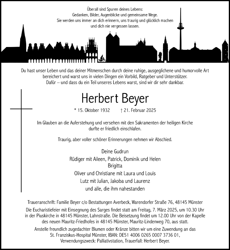  Traueranzeige für Herbert Beyer vom 01.03.2025 aus 