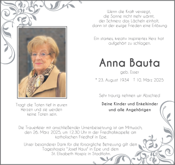 Anzeige von Anna Bauta 