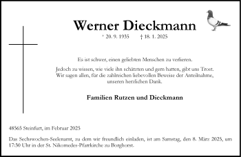 Anzeige von Werner Dieckmann 