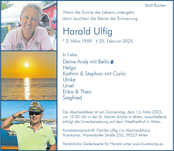Anzeige von Harald Ulfig 