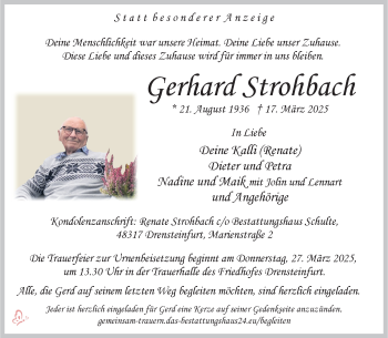 Anzeige von Gerhard Strohbach 