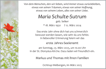 Anzeige von Maria Schulte-Sutrum 