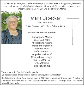 Anzeige von Maria Elsbecker 