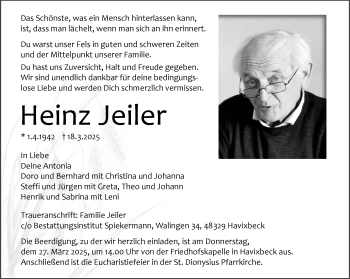 Anzeige von Heinz Jeiler 