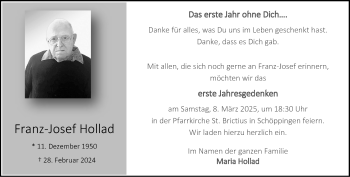 Anzeige von Franz-Josef Hollad 