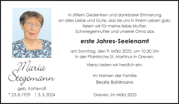 Anzeige von Maria Stegemann 