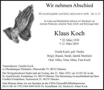 Anzeige von Klaus Koch 