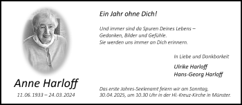 Anzeige von Anne Harloff 