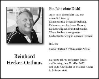 Anzeige von Reinhard Herker-Orthaus 