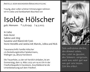 Anzeige von Isolde Hölscher 