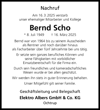 Anzeige von Bernd Scho 