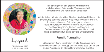 Anzeige von Irmgard Termathe 