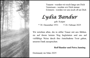 Anzeige von Lydia Bandur 