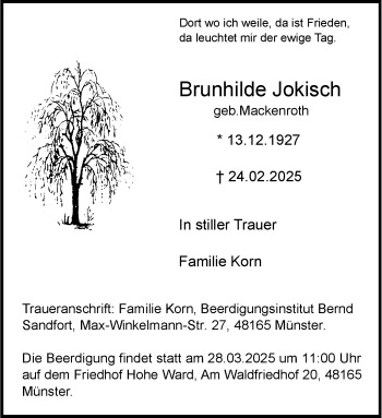 Anzeige von Brunhilde Jokisch 