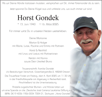 Anzeige von Horst Gondek 