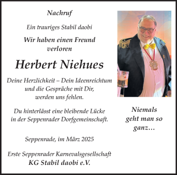Anzeige von Herbert Niehues 