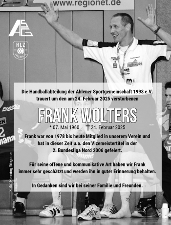Anzeige von Frank Wolters 
